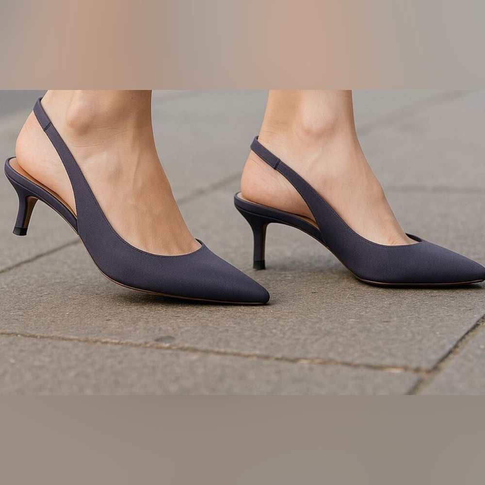 Zara satin-finish slingback pumps-purple-Size  9.5